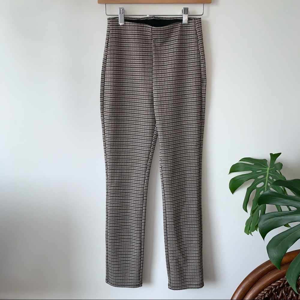 H&M houndstooth trousers, cream/black/brown